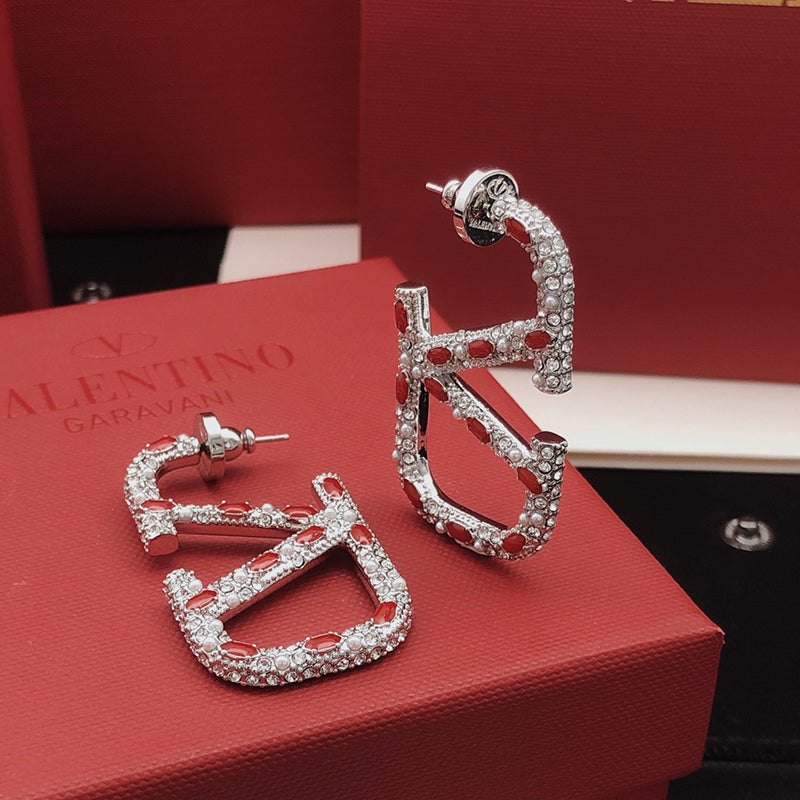 18K Valentino Red Crystal Earrings