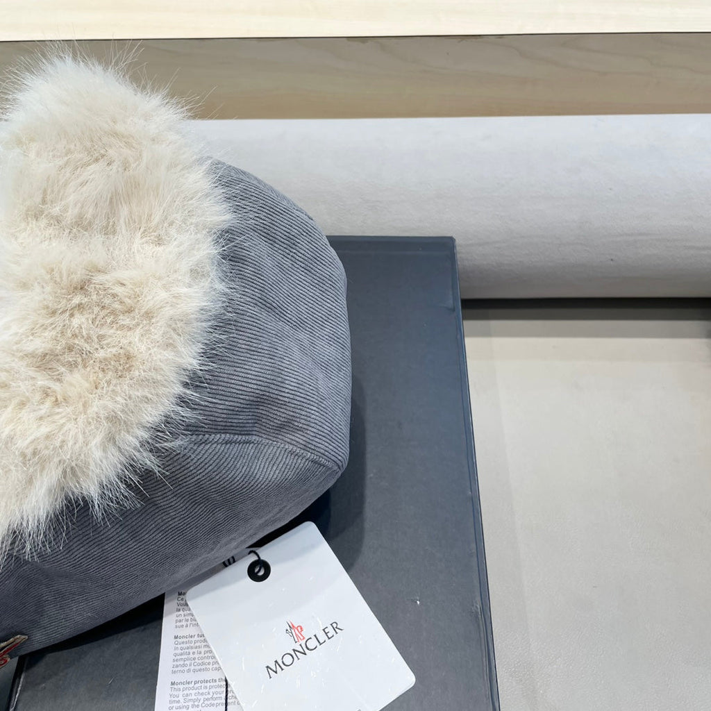 AVATOR HAT IN STEEL GRAY CORDUROY AND FLEECE-LINED 434983